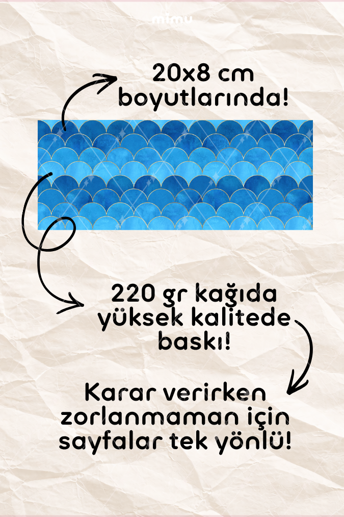 Desenli Kağıt Seti Scrapbook Kağıdı (220 gr) Ajanda Kolaj Junk Journal Bullet Journal Kağıtları
