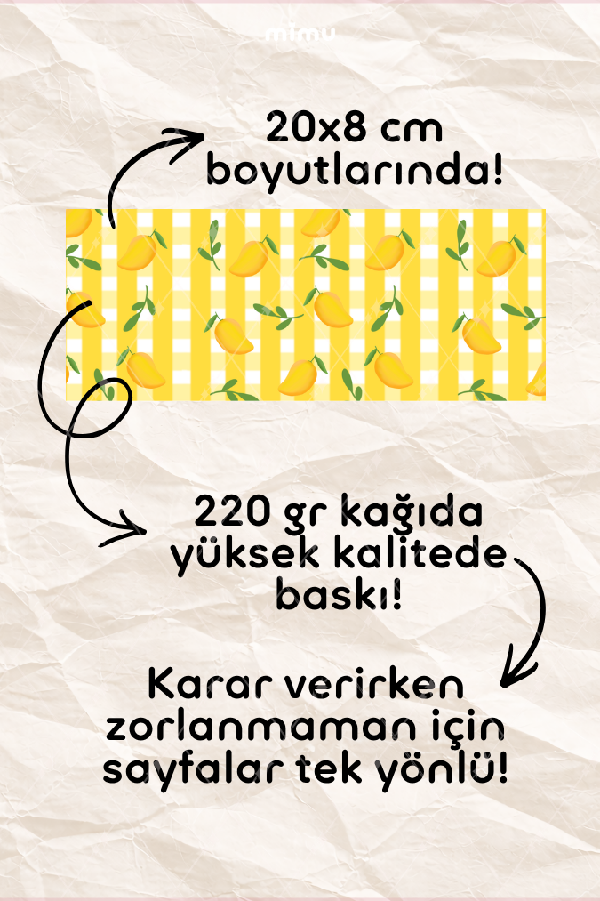 Desenli Kağıt Seti Scrapbook Kağıdı (220 gr) Ajanda Kolaj Junk Journal Bullet Journal Kağıtları
