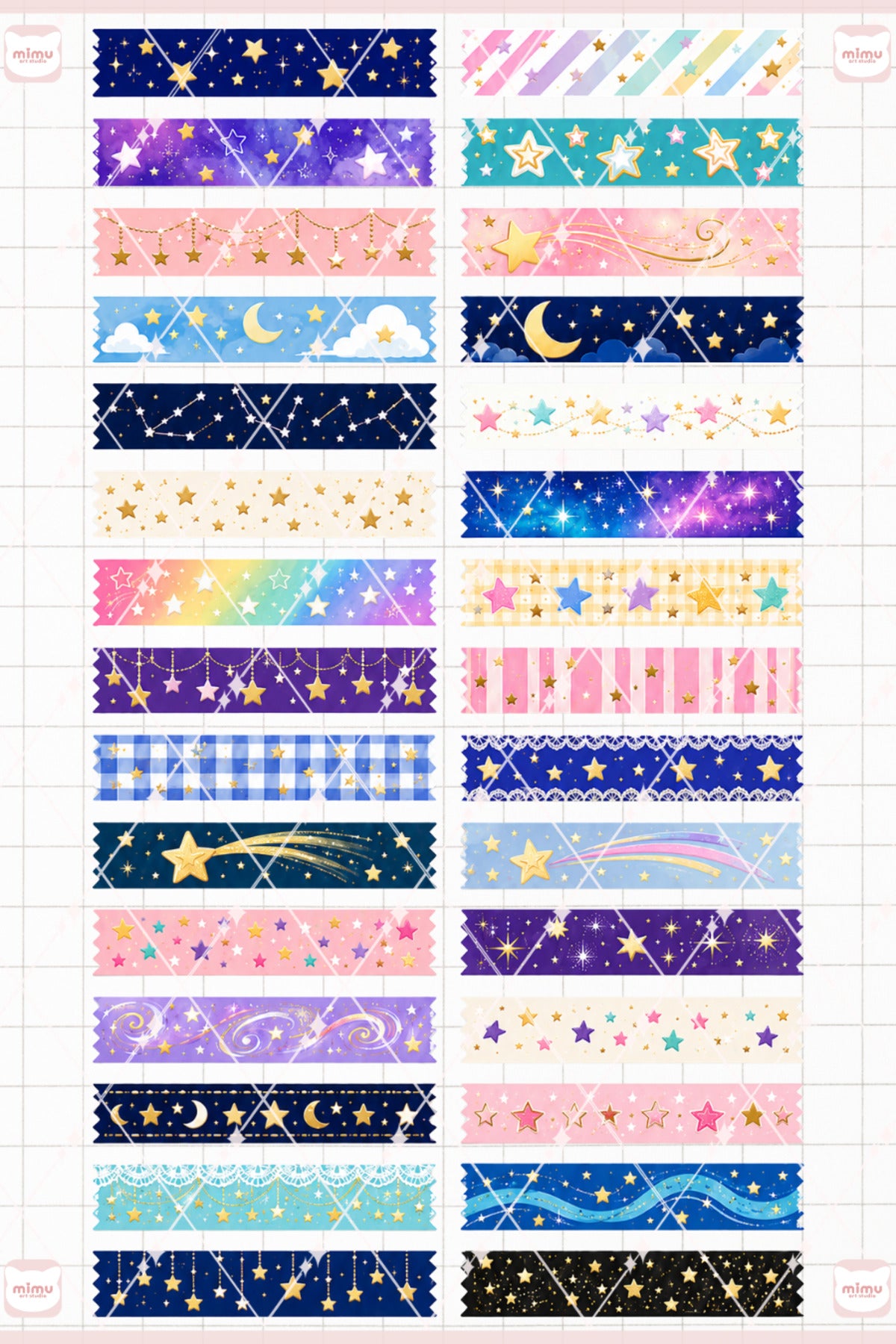 Yıldız Temalı Washi Tape Seti Estetik Etiket Defter Günlük Scrapbook Süslemesi
