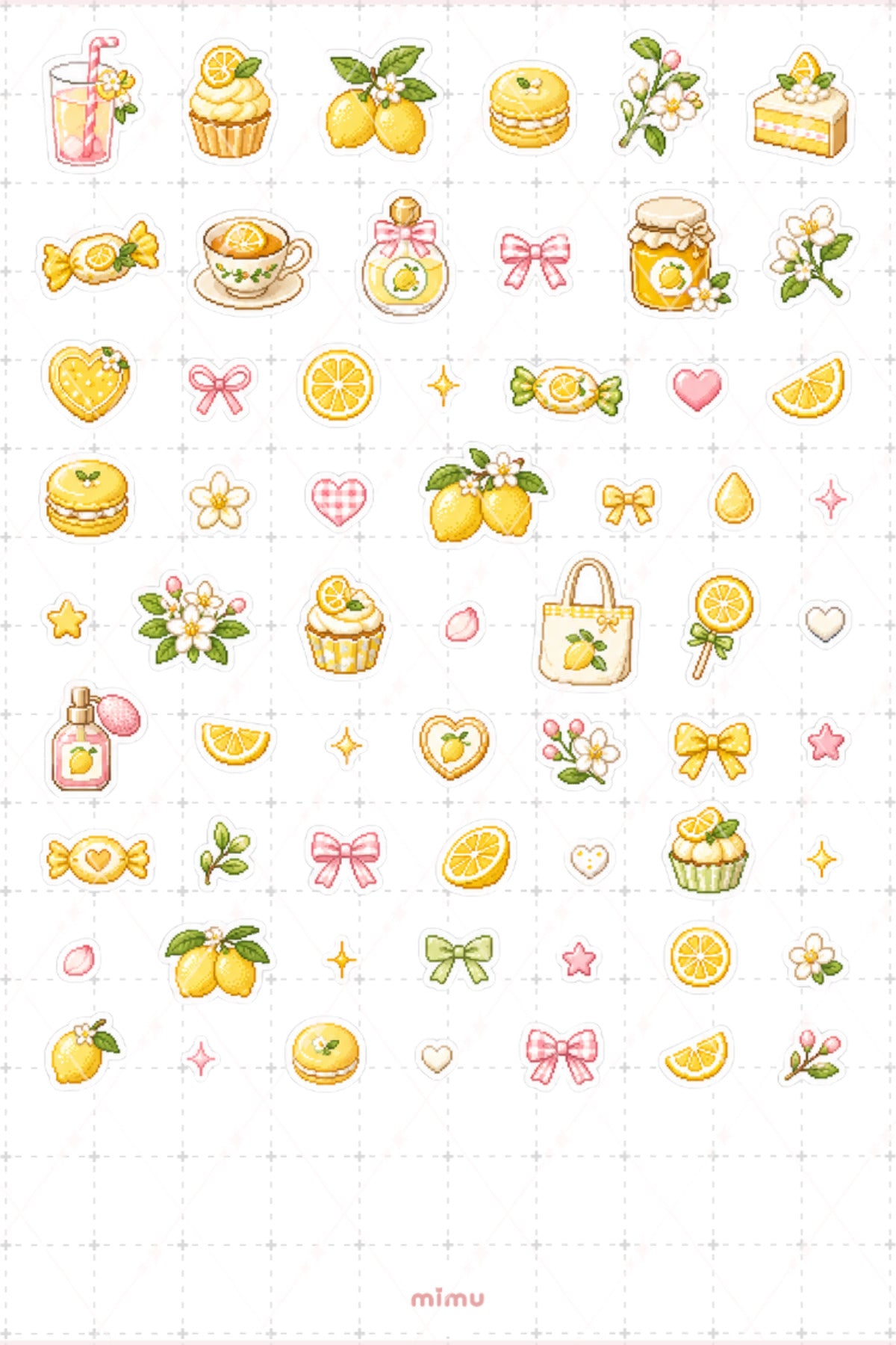Pixel Art Limon Sticker Seti Lemon Narenciye Meyve Temalı Dekoratif 2'li Etiket