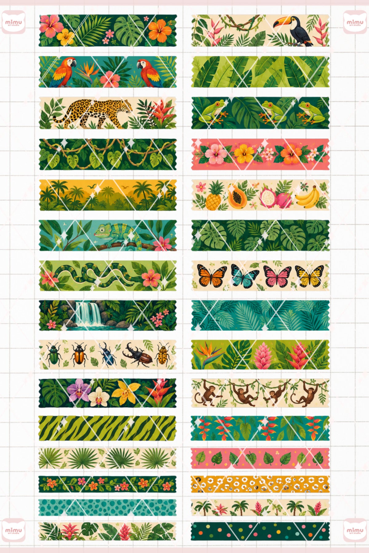 Orman Temalı Washi Tape Seti Estetik Etiket Defter Günlük Scrapbook Süslemesi