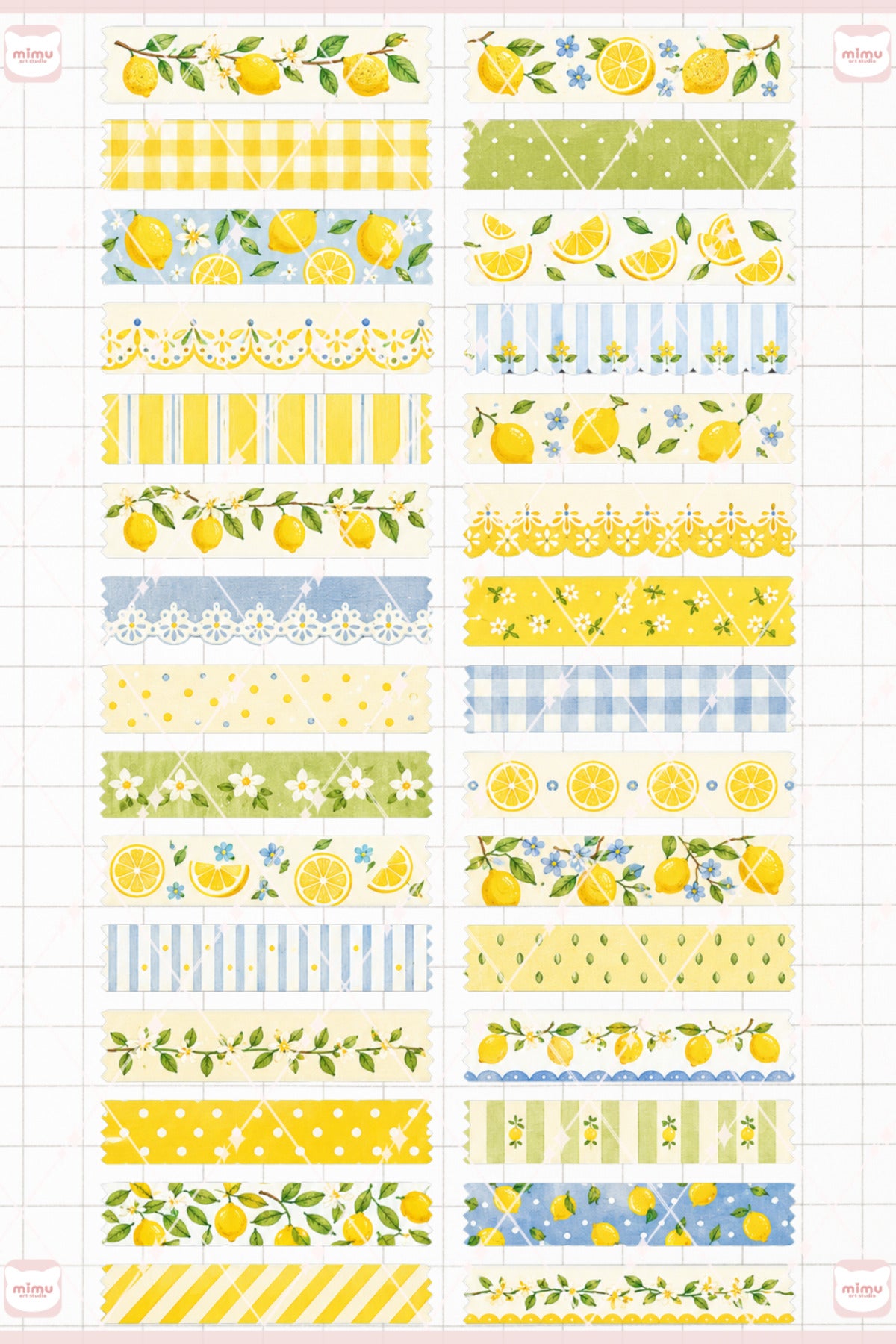 Limon Temalı Washi Tape Seti Estetik Etiket Defter Günlük Scrapbook Süslemesi