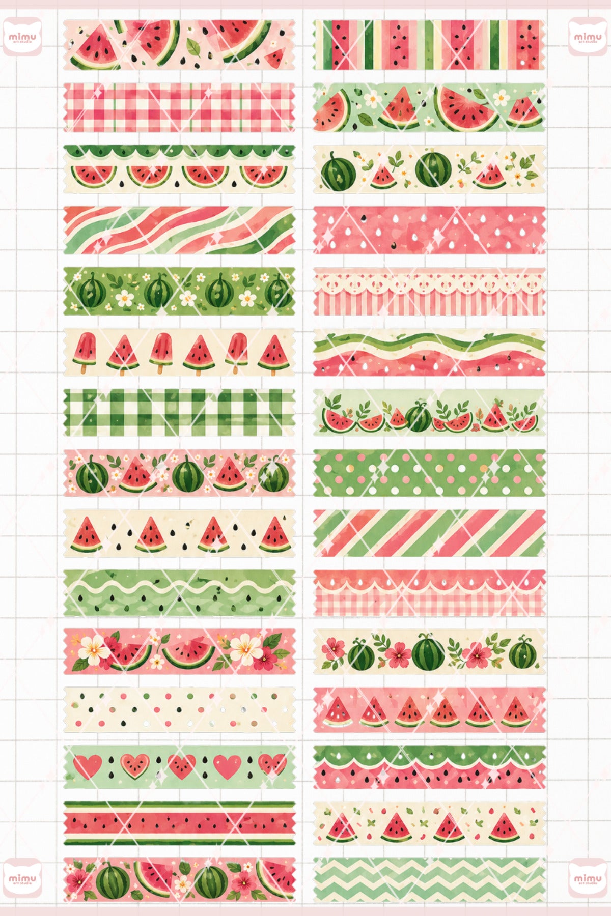 Karpuz Temalı Washi Tape Seti Estetik Etiket Defter Günlük Scrapbook Süslemesi