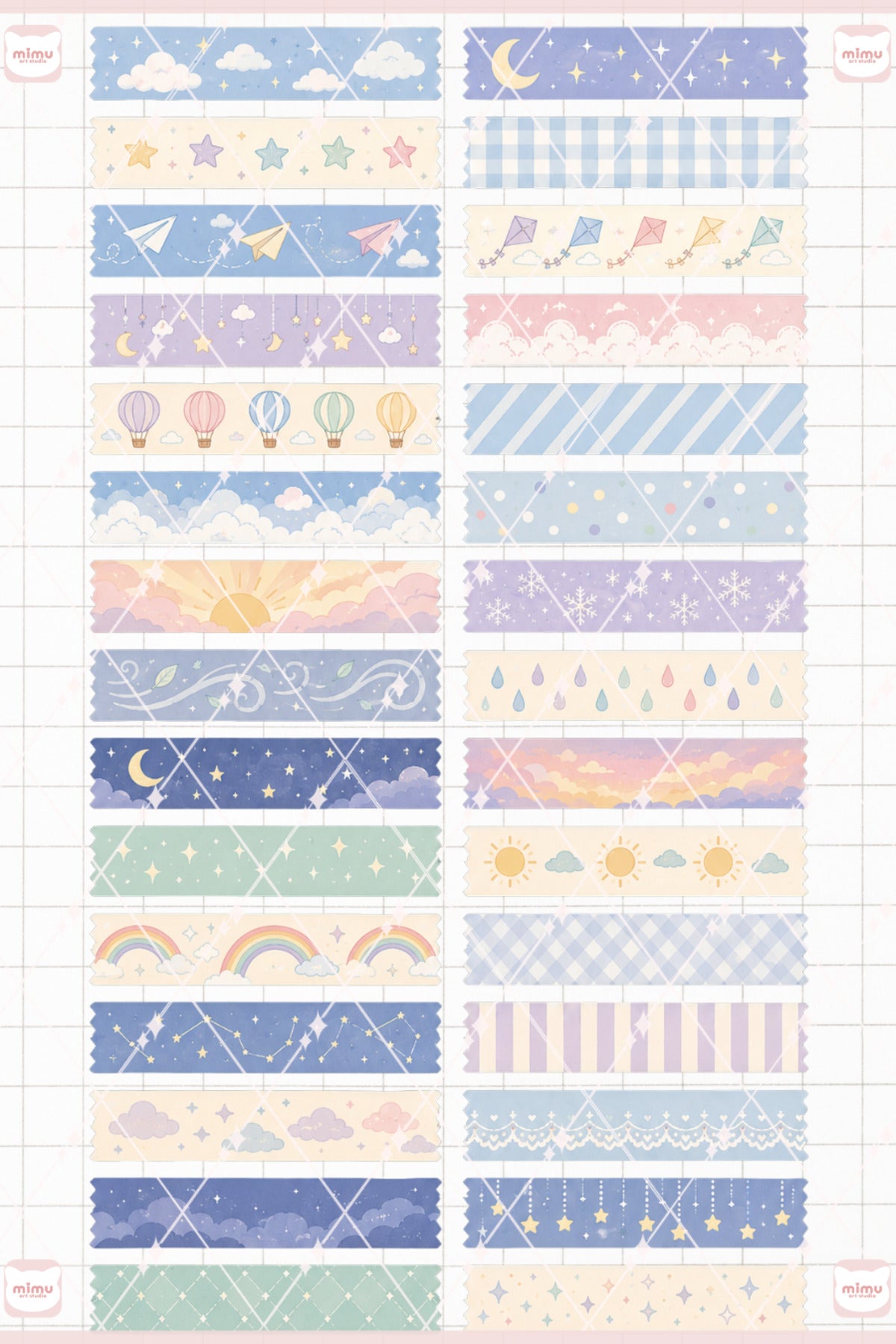 Gökyüzü Temalı Washi Tape Seti Estetik Etiket Defter Günlük Scrapbook Süslemesi