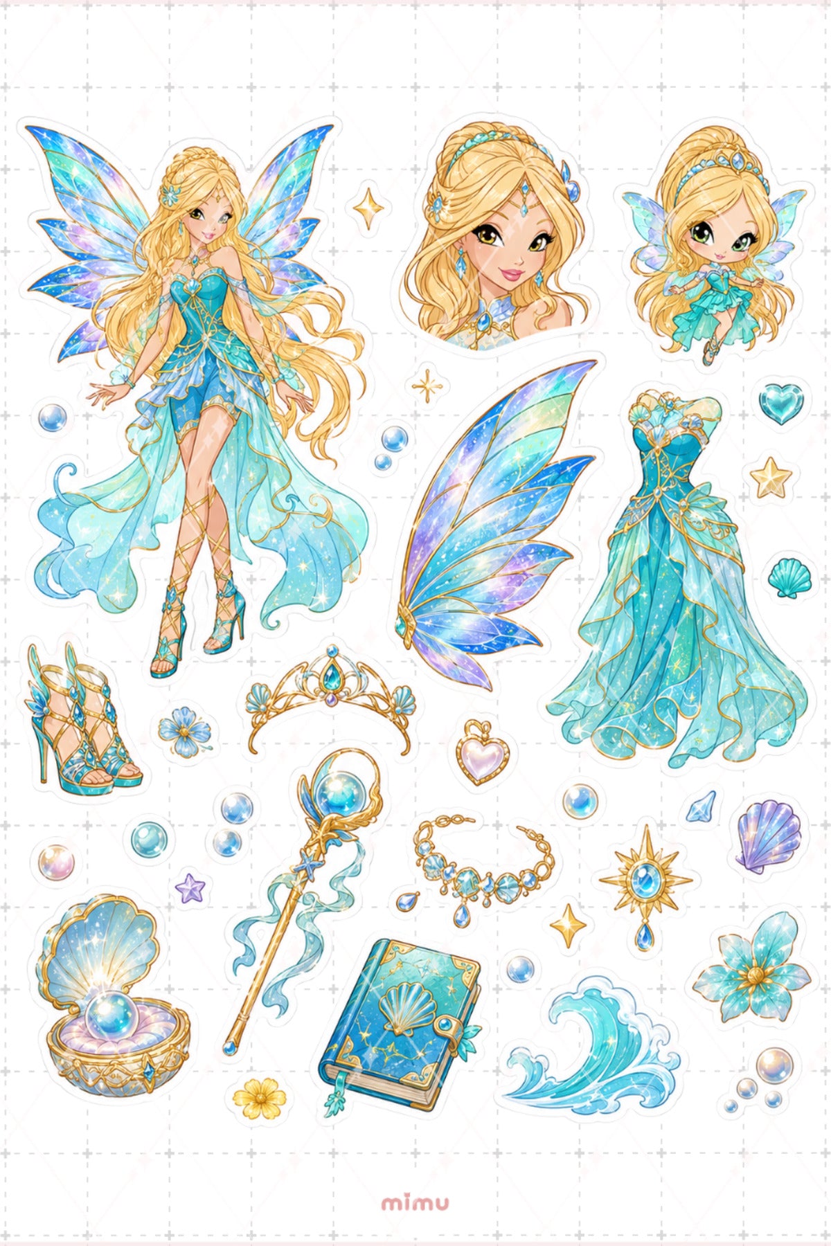 Daphne Sirenix Perisi Sticker Seti Winx Club, Etiket Sihirli Kız Temalı 2li Etiket