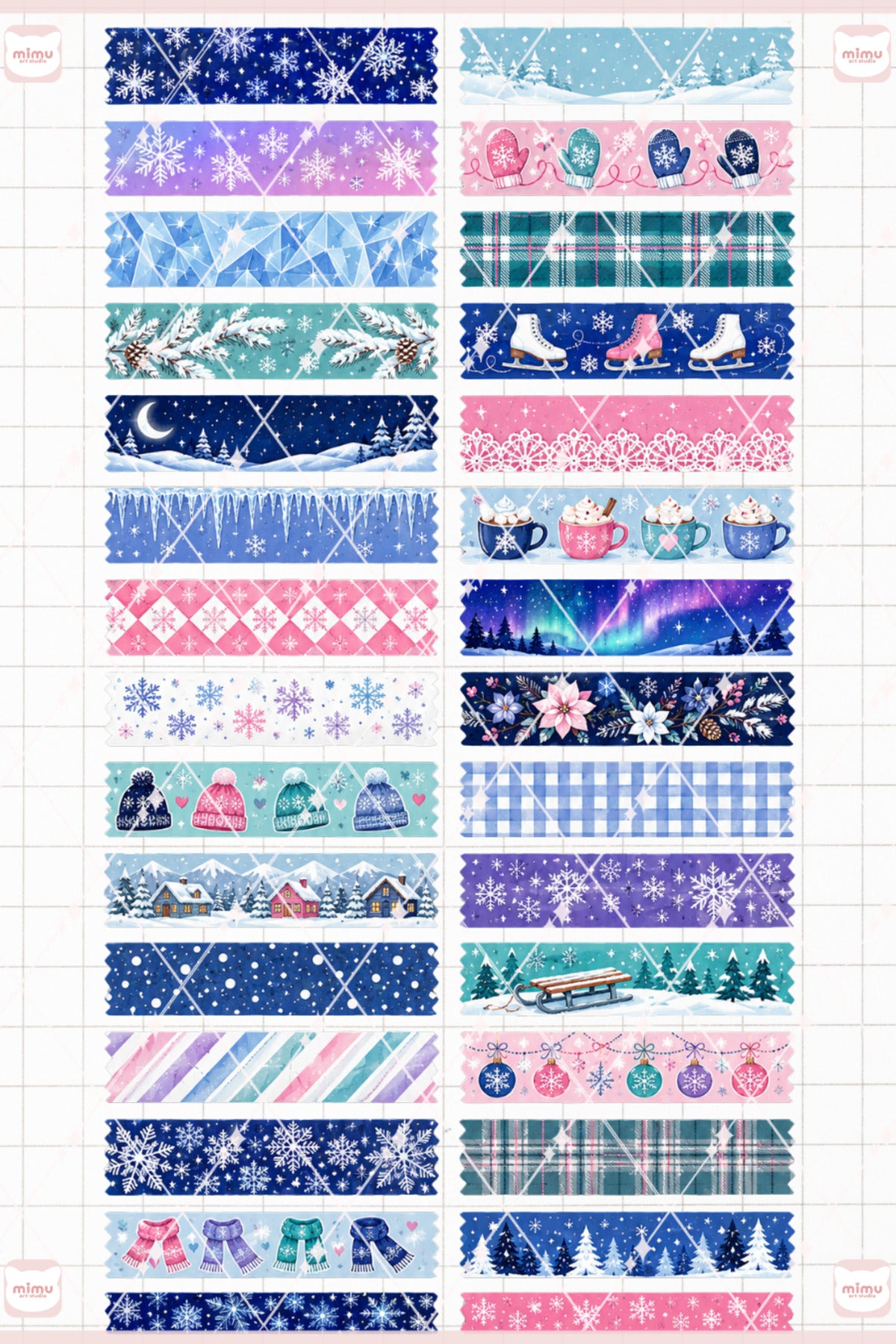 Kar Temalı Washi Tape Seti Estetik Etiket Defter Günlük Scrapbook Süslemesi