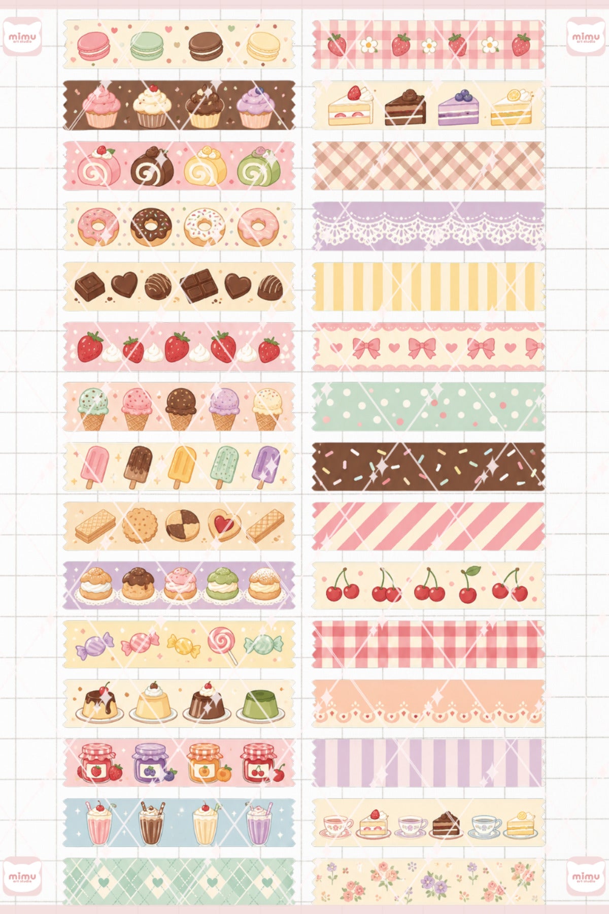 Tatlı Temalı Washi Tape Seti Estetik Etiket Defter Günlük Scrapbook Süslemesi