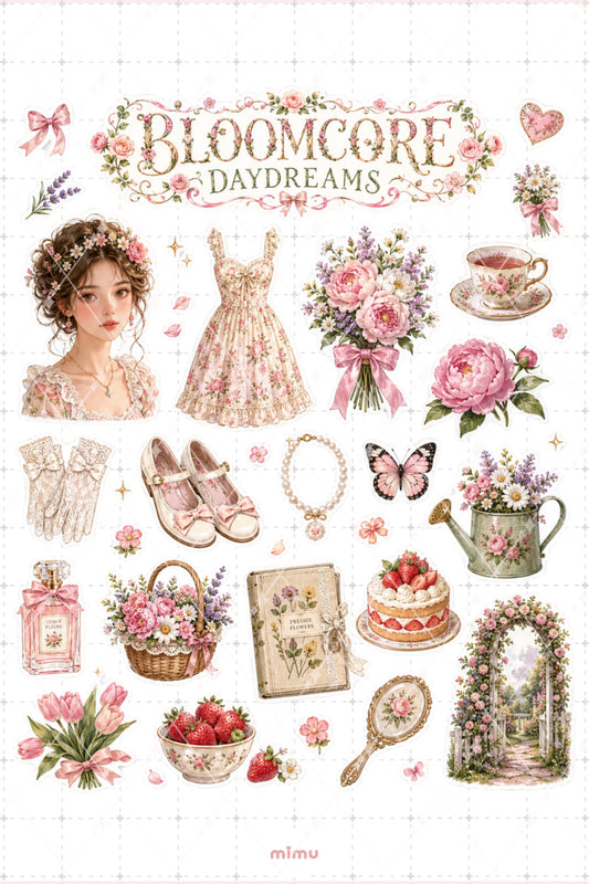 Bloomcore Daydreams Sticker Seti Çiçekli Cottagecore Kolaj 2li Etiket