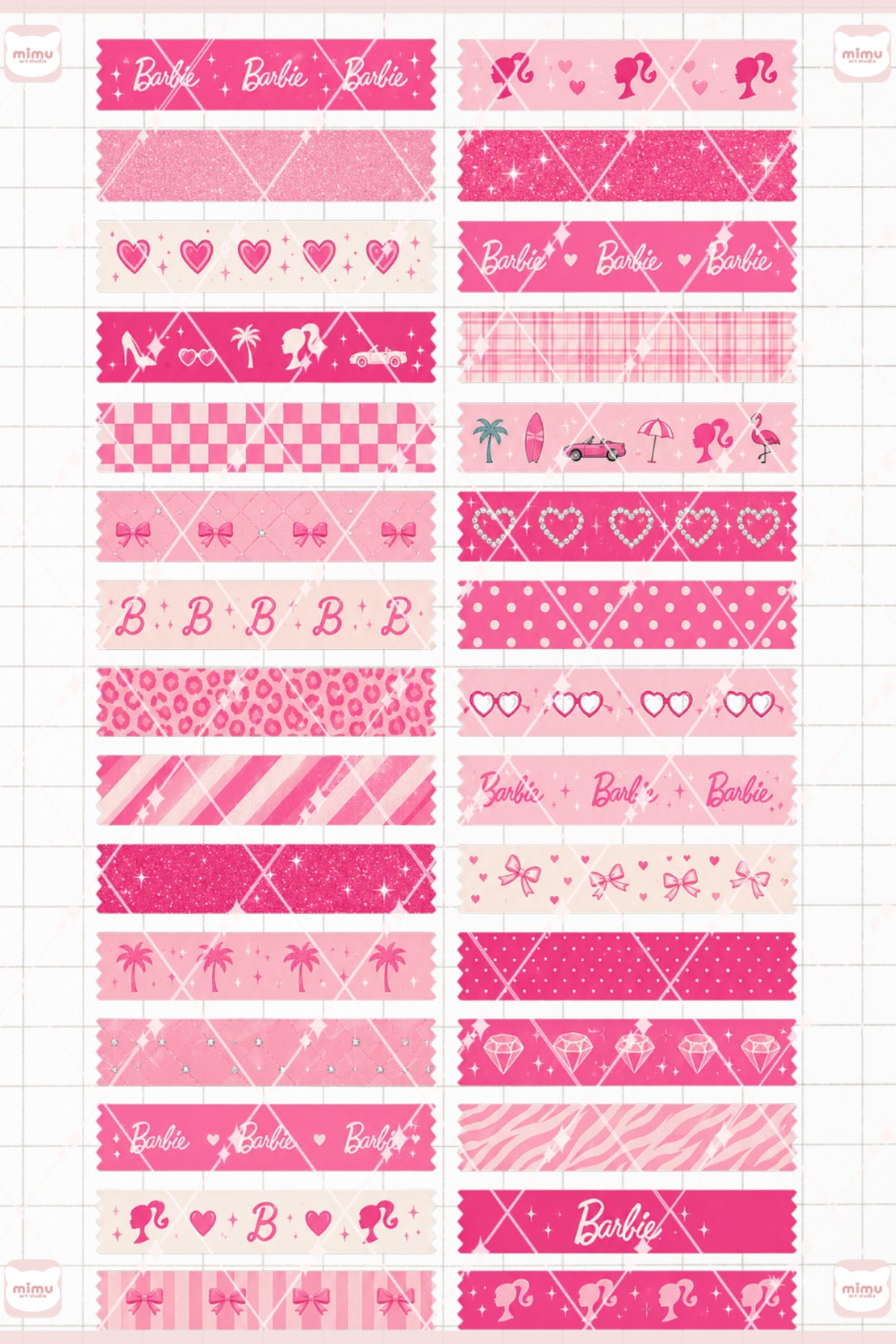 Barbie Temalı Washi Tape Seti Estetik Etiket Defter Günlük Scrapbook Süslemesi