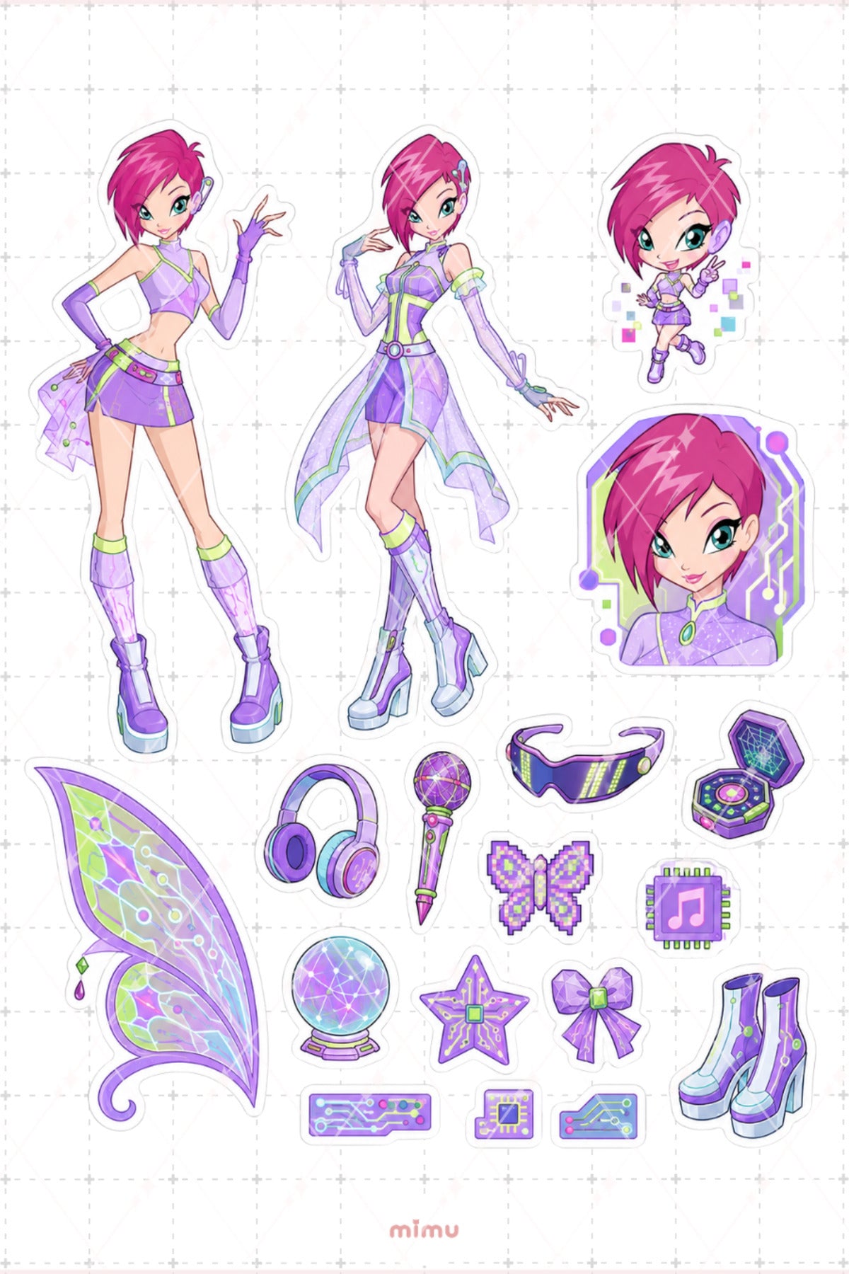 Techna Teknoloji Perisi Sticker Seti Winx Club, Etiket Sihirli Kız Temalı 2li Etiket