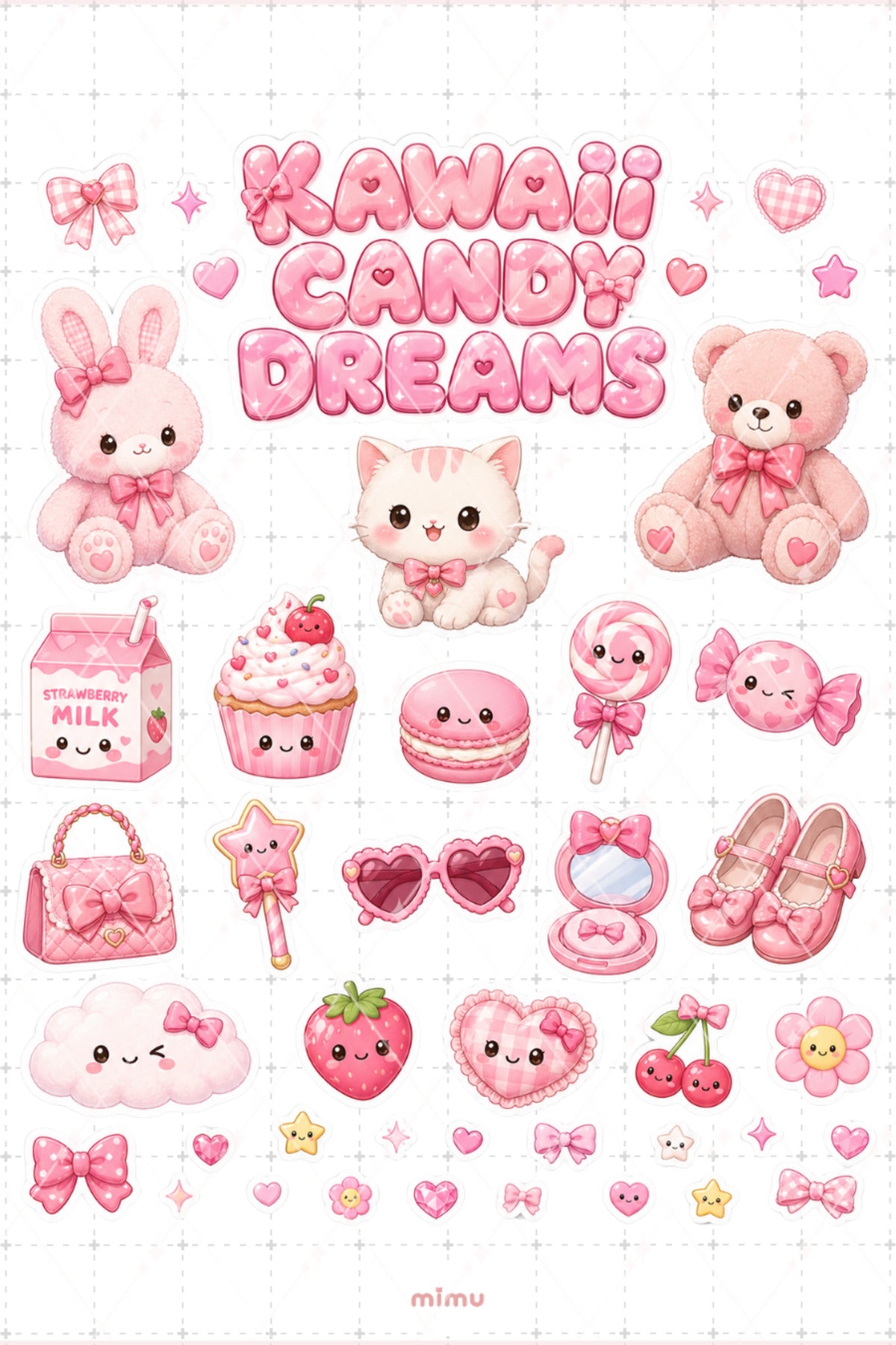 Plushie Princess Sticker Seti Pembe Kawaii Kolaj Peluş Hayvan Temalı 2li Etiket - 2