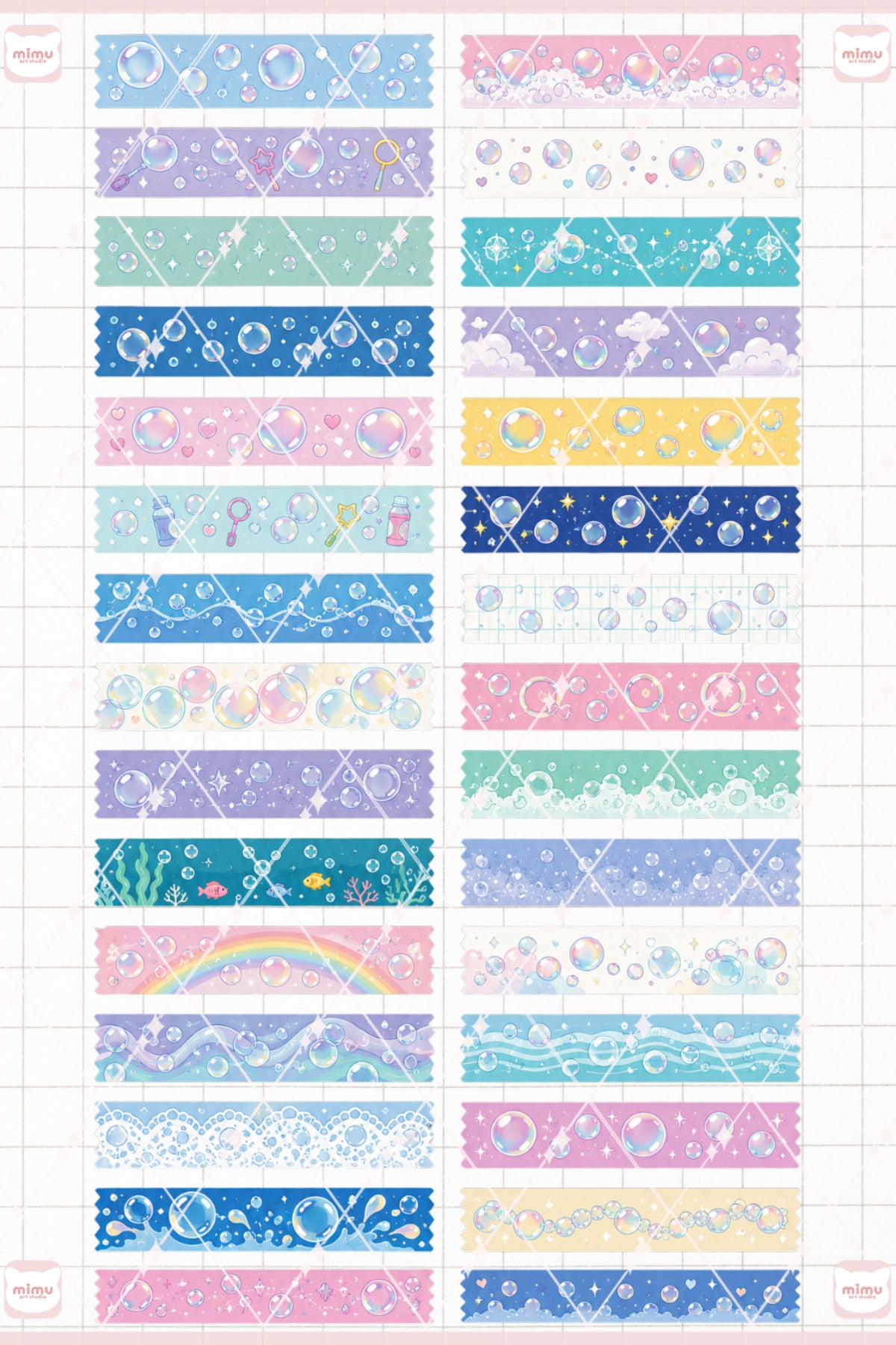 Baloncuk Temalı Washi Tape Seti Estetik Etiket Defter Günlük Scrapbook Süslemesi