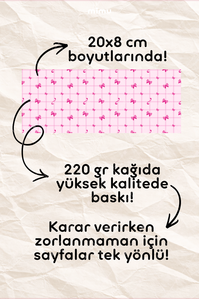 Desenli Kağıt Seti Scrapbook Kağıdı (220 gr) Ajanda Kolaj Junk Journal Bullet Journal Kağıtları