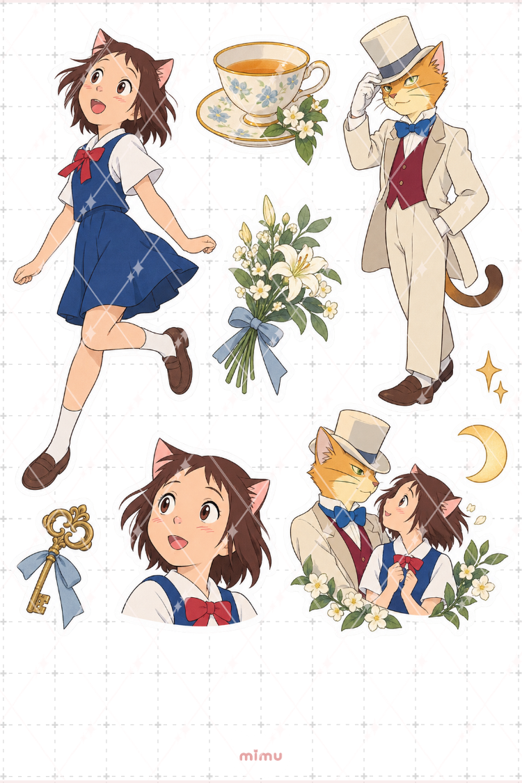 The Cat Returns Sticker Seti Anime Temalı Dekoratif 2'li Etiket - 2