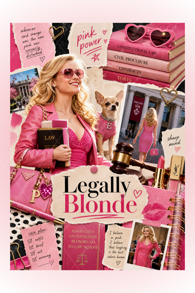 Legally Blonde Elle Woods Temalı A5 Spiralli 4lü Not Defteri Seti Kalın Kapaklı Defter