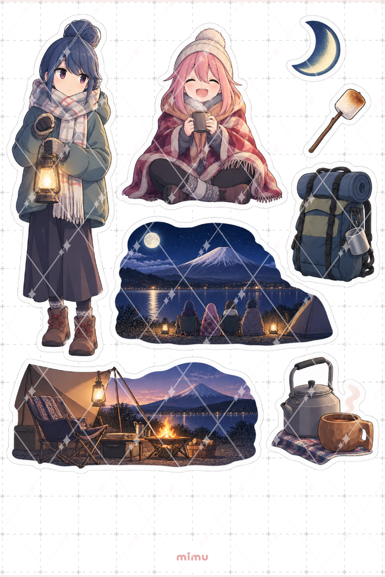 Yuru Camp Laid-Back Camp Sticker Seti Kamp Anime Temalı Dekoratif 2'li Etiket - 2