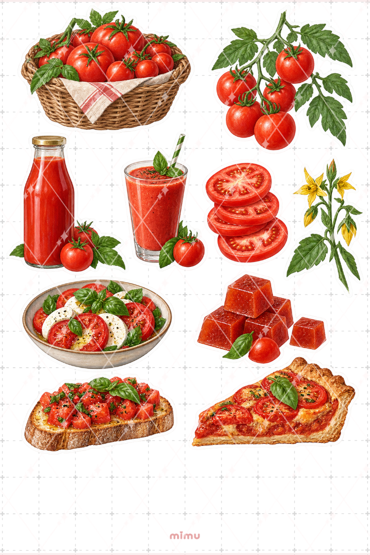 Domates Tomato Sticker Seti Sebze Bahçe Temalı Dekoratif 2'li Etiket - 2