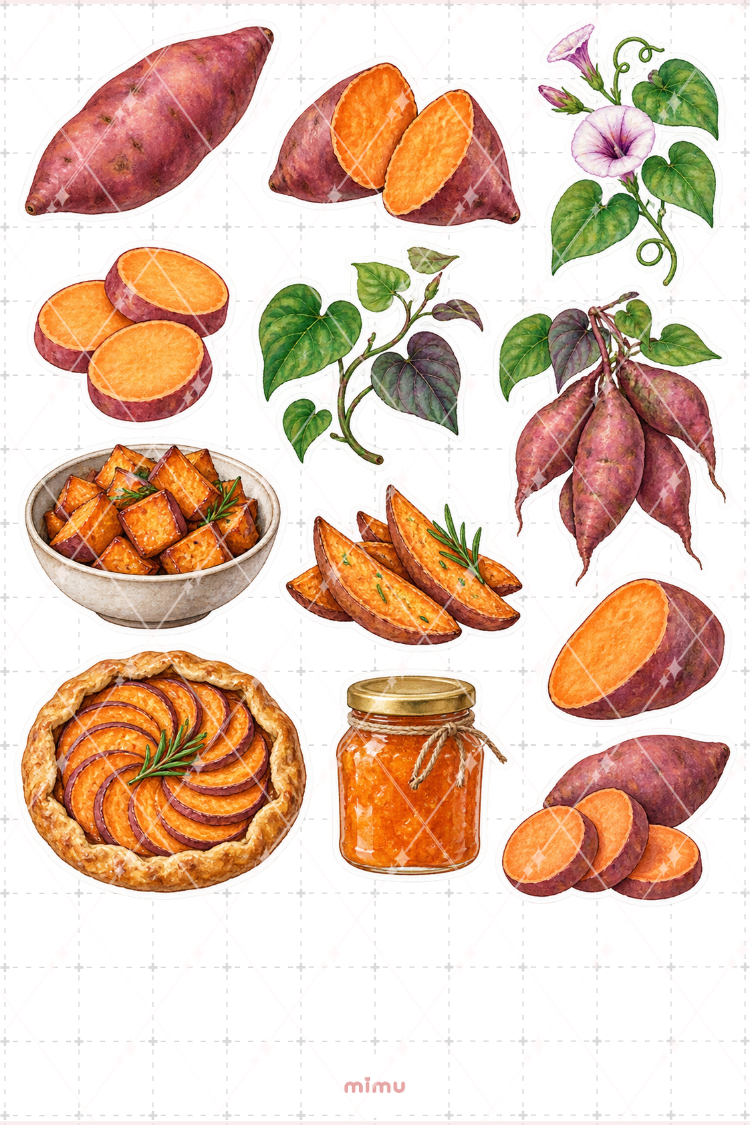 Tatlı Patates Sweet Potato Sticker Seti Sebze Temalı Dekoratif 2'li Etiket - 2