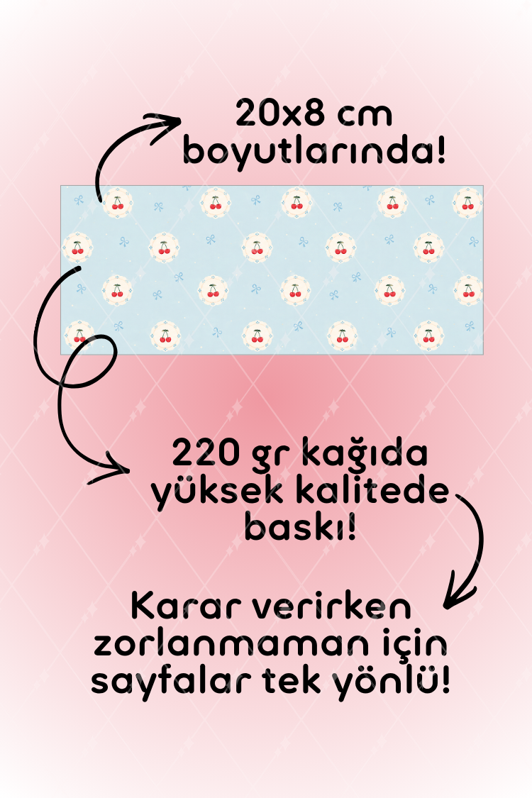 Desenli Kağıt Seti Scrapbook Kağıdı (220 gr) Ajanda Kolaj Junk Journal Bullet Journal Kağıtları