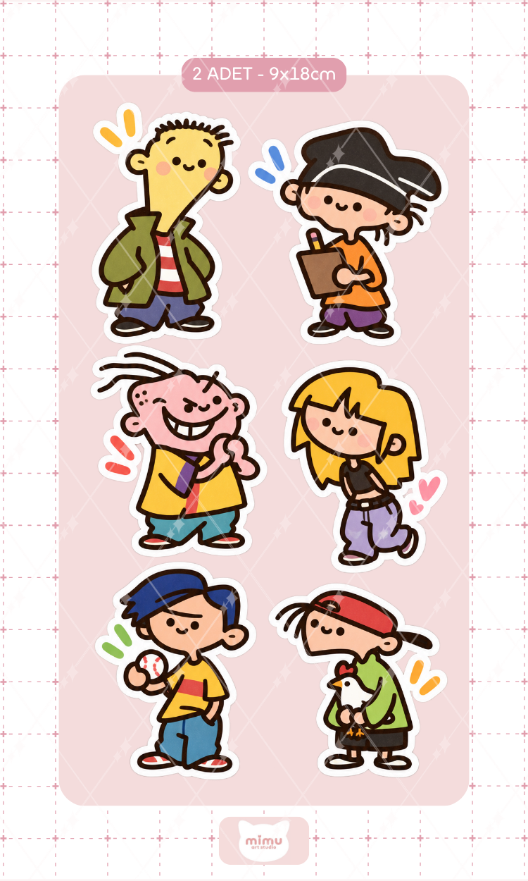 Ed Edd n Eddy Çizgi Film Karakterleri Sticker Seti Ed Edd Eddy ve Arkadaşları Dekoratif Etiket 2 Adet
