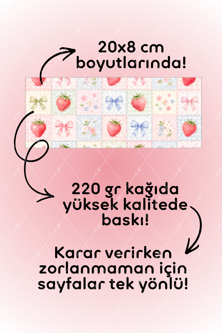 Desenli Kağıt Seti Scrapbook Kağıdı (220 gr) Ajanda Kolaj Junk Journal Bullet Journal Kağıtları