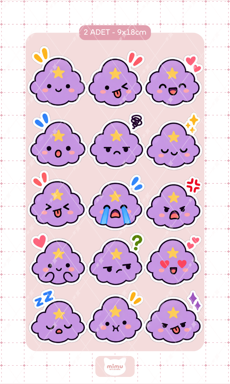 Lumpy Space Princess Yüz İfadeleri Sticker Seti Adventure Time Çizgi Film Karakteri Dekoratif Etiket 2 Adet