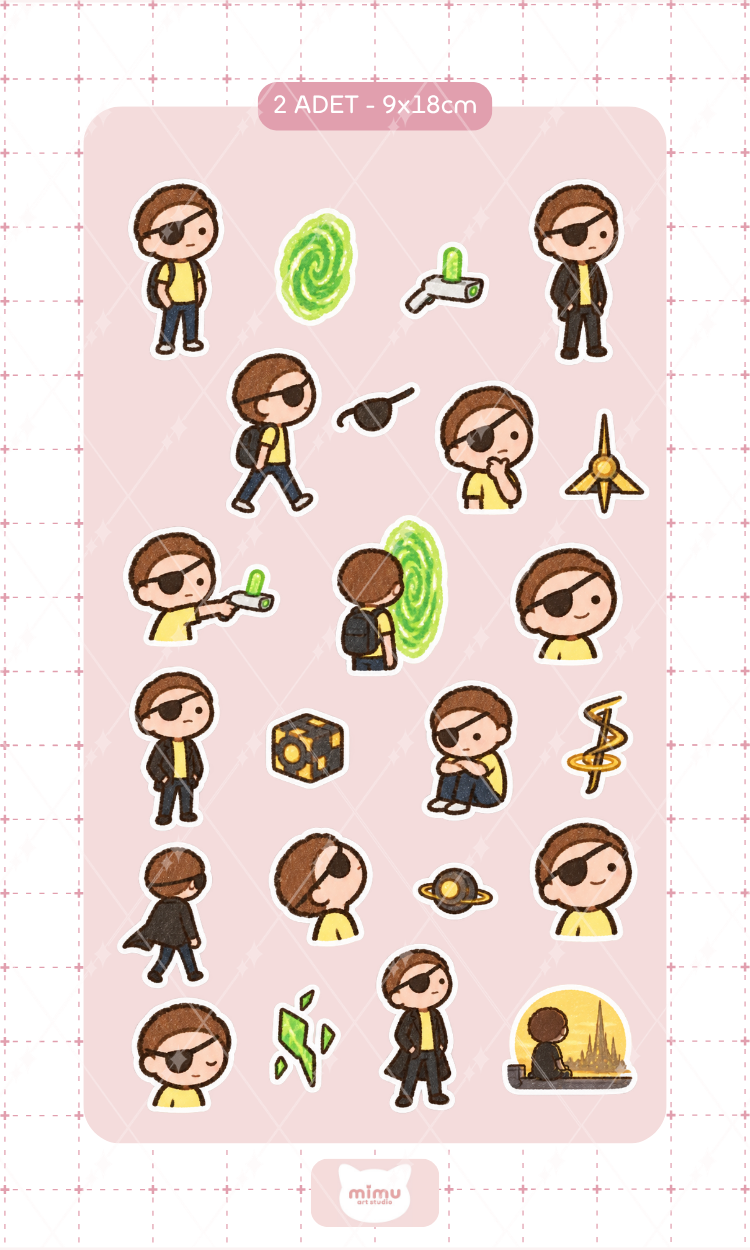 Evil Morty Sticker Seti Rick and Morty Çizgi Film Karakteri Dekoratif Etiket 2 Adet