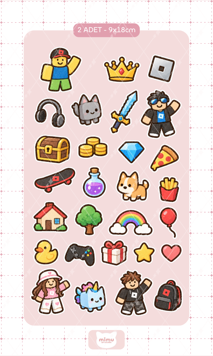 Roblox Sticker Seti Roblox Oyun Temalı Dekoratif Etiket 2 Adet