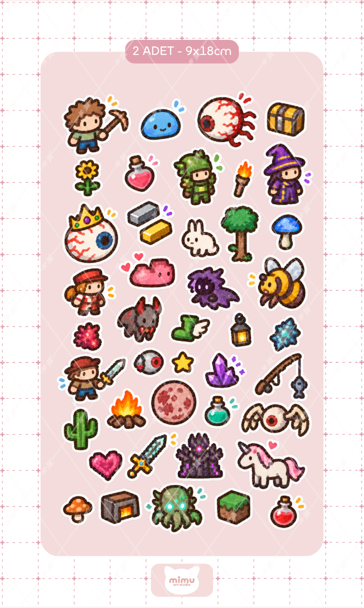 Terraria Sticker Seti Terraria Oyun Karakteri Dekoratif Etiket 2 Adet