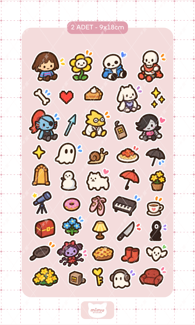 Undertale Sticker Seti Undertale Oyun Karakteri Dekoratif Etiket 2 Adet