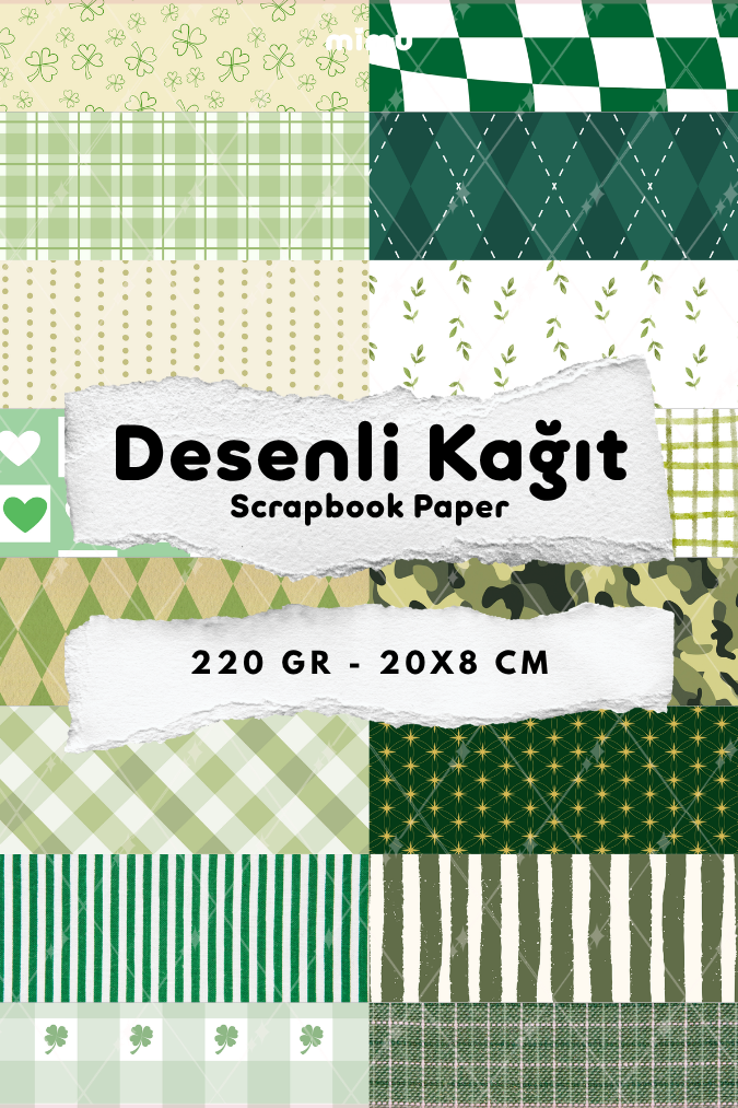 Desenli Kağıt Seti Scrapbook Kağıdı (220 gr) Ajanda Kolaj Junk Journal Bullet Journal Kağıtları
