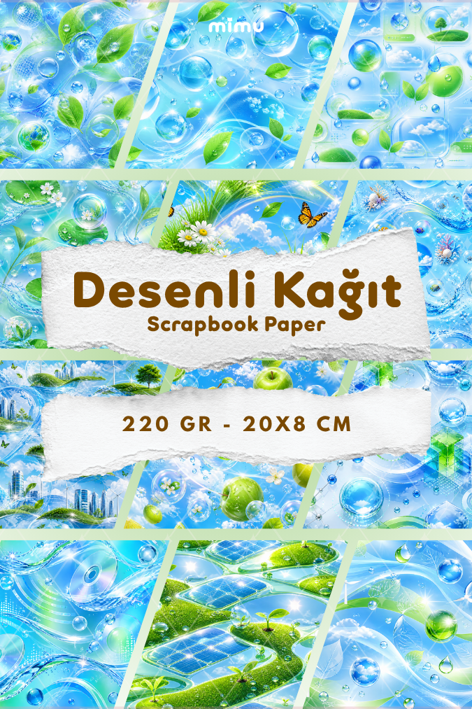 Desenli Kağıt Seti Scrapbook Kağıdı (220 gr) Ajanda Kolaj Junk Journal Bullet Journal Kağıtları