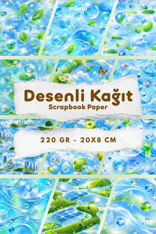 Desenli Kağıt Seti Scrapbook Kağıdı (220 gr) Ajanda Kolaj Junk Journal Bullet Journal Kağıtları