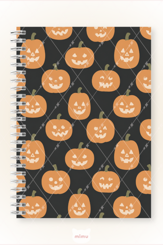 Halloween Balkabağı Desenli 60 Yaprak Çizgisiz Okul Defteri A5 Spiralli Not Defteri