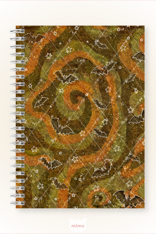Turuncu Halloween Spiral Desenli 60 Yaprak Çizgisiz Okul Defteri A5 Spiralli Not Defteri