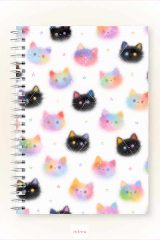 Pastel Kedi Desenli 60 Yaprak Çizgisiz Okul Defteri A5 Spiralli Not Defteri