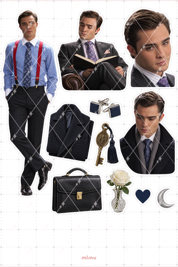 Chuck Bass Sticker Seti Gossip Girl Dizi Temalı Dekoratif 2'li Etiket