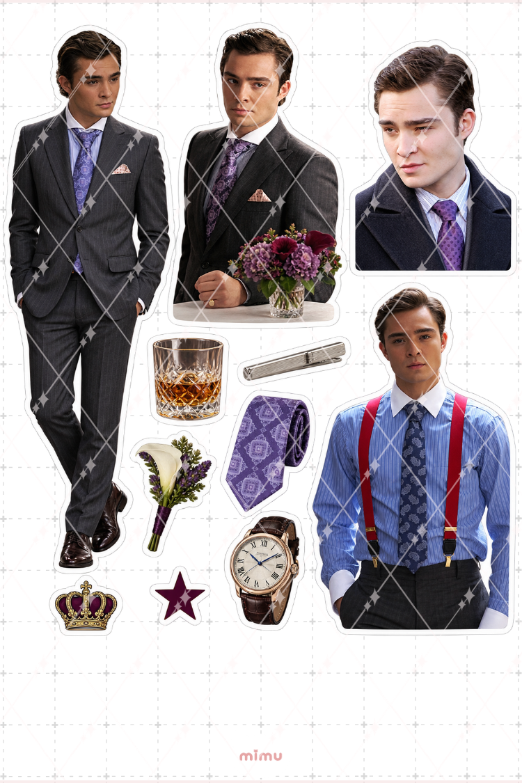 Chuck Bass Sticker Seti Gossip Girl Dizi Temalı Dekoratif 2'li Etiket - 2