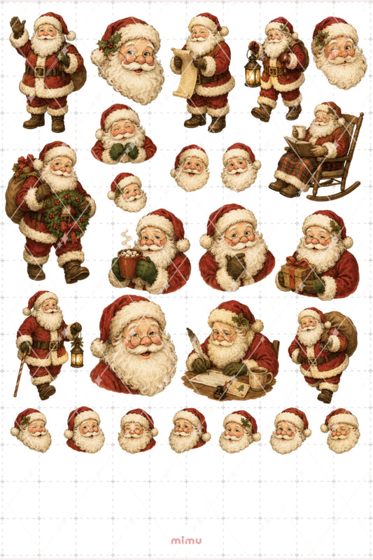 Noel Baba Sticker Seti Vintage Yılbaşı Temalı Dekoratif 2'li Etiket