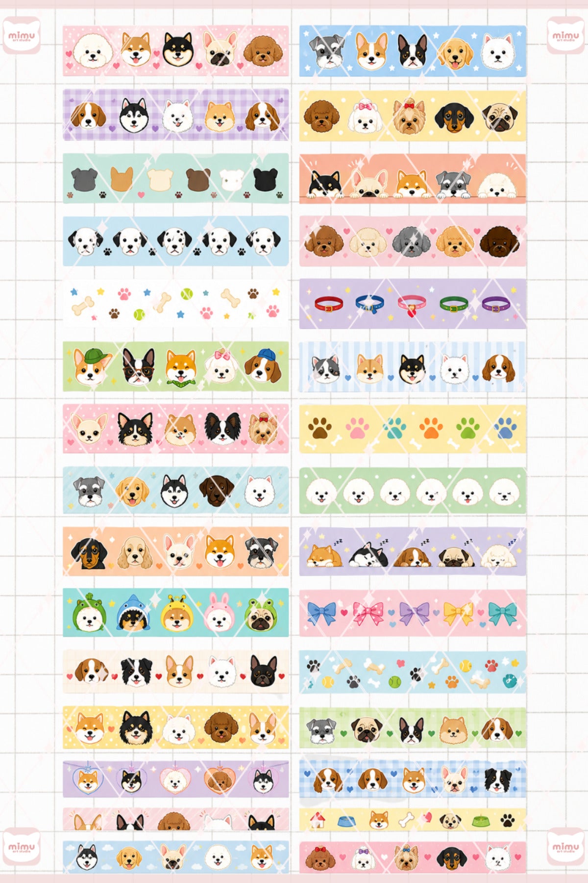 Köpek Temalı Washi Tape Seti Estetik Etiket Defter Günlük Scrapbook Süslemesi