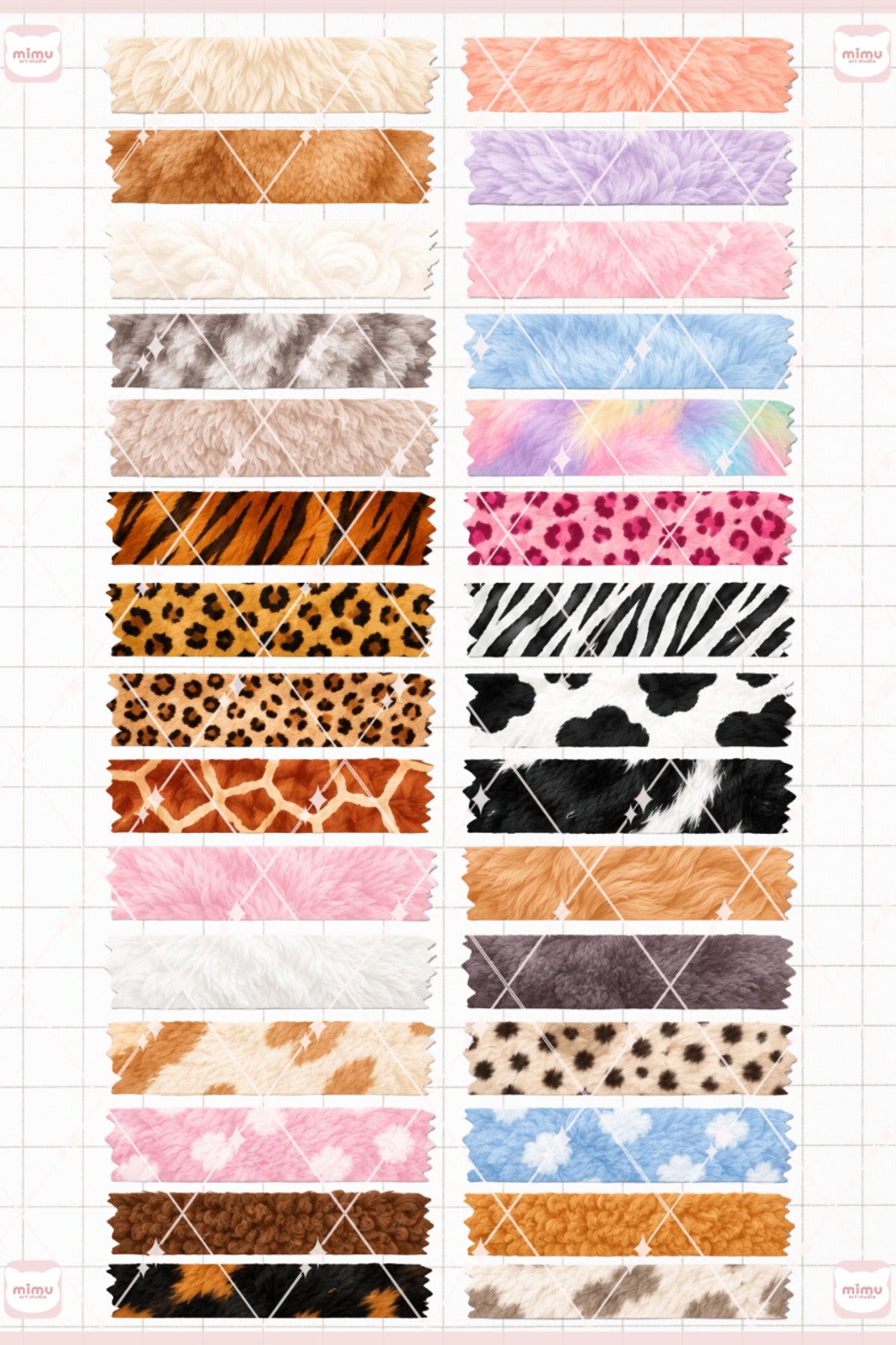 Kürk Temalı Washi Tape Seti Estetik Etiket Defter Günlük Scrapbook Süslemesi