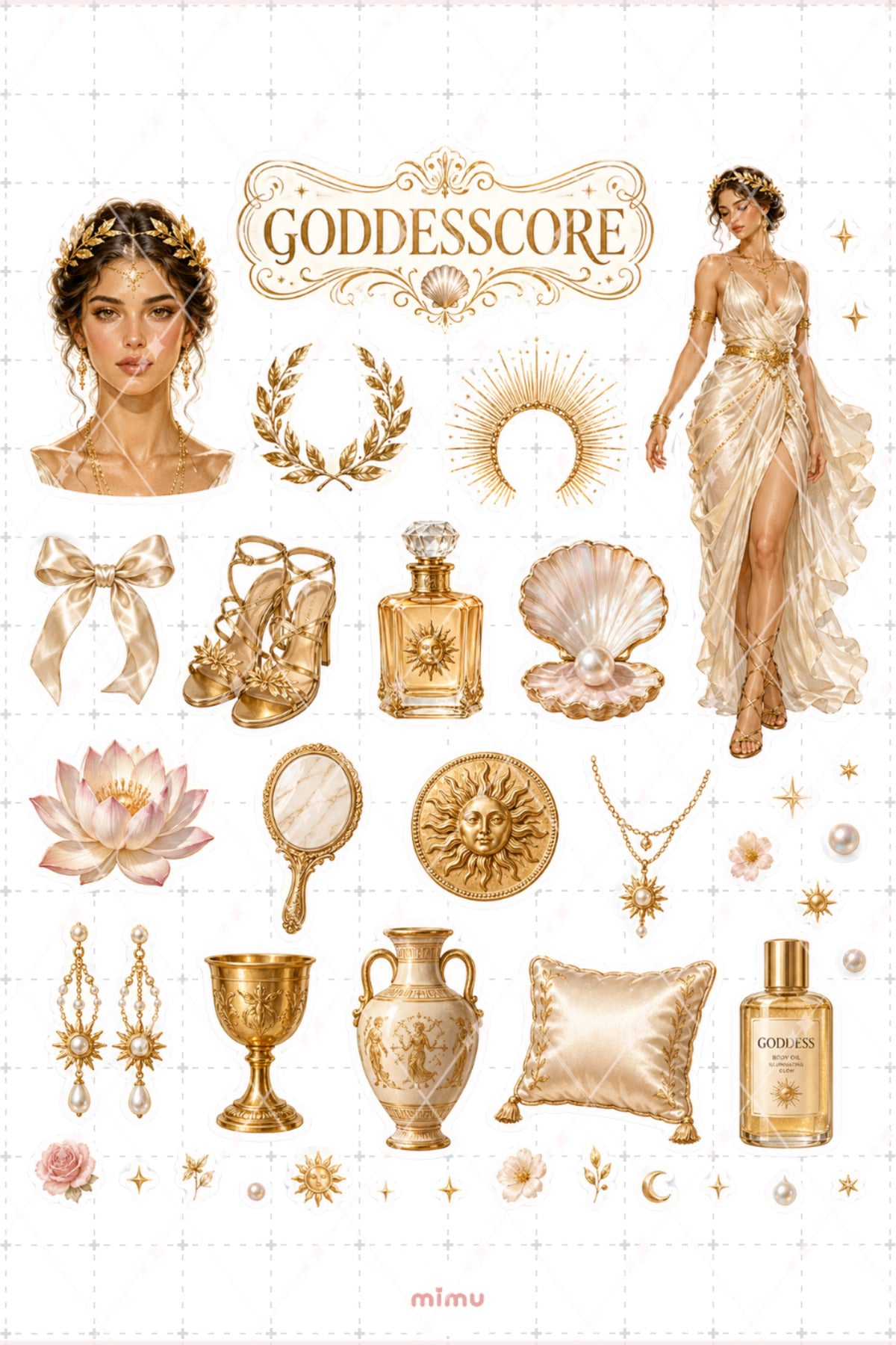 Goddesscore Sticker Seti Altın Tanrıça Temalı 2li Dekoratif Etiket - 2