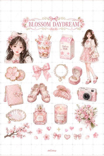 Sakura Girl Sticker Seti Pembe Kiraz Çiçeği Kız Temalı 2li Dekoratif Etiket - 2
