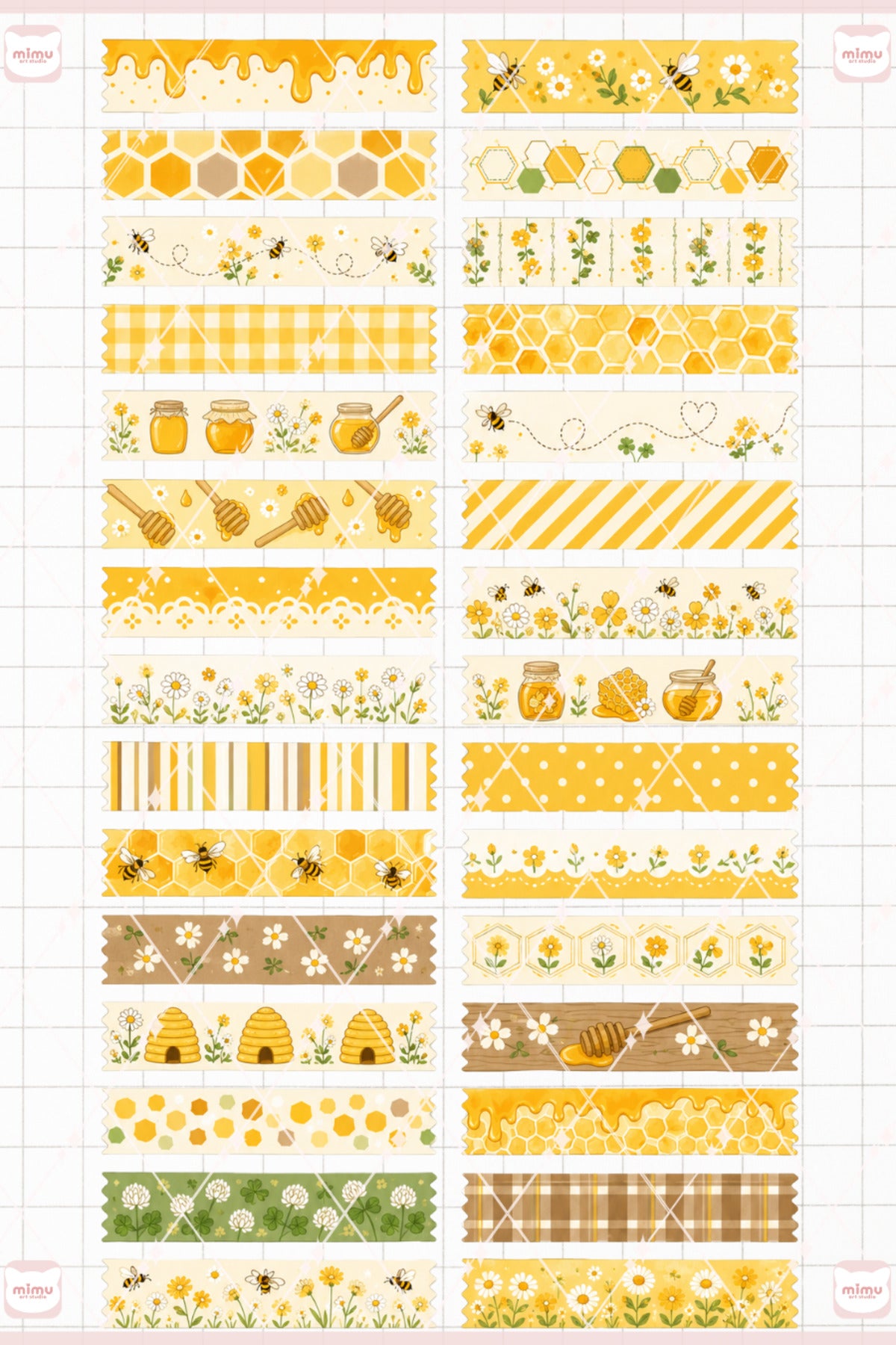 Bal Temalı Washi Tape Seti Estetik Etiket Defter Günlük Scrapbook Süslemesi