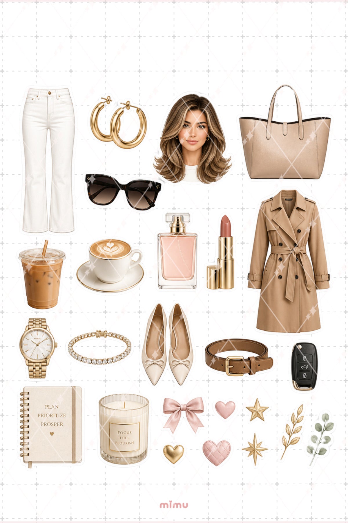 Rich Mom Core Sticker Seti Bej Lüks Anne Estetiği 2li Etiket - 2