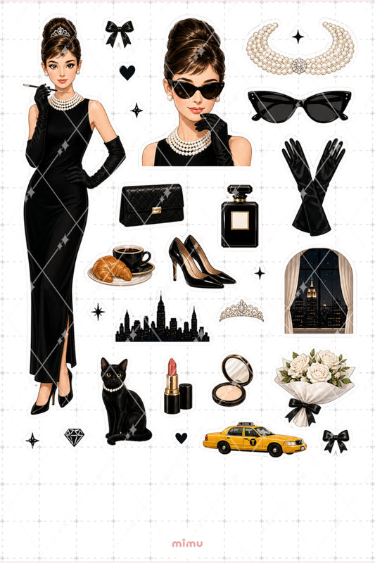 Audrey Hepburn Sticker Seti Vintage Moda Sinema Temalı Dekoratif 2'li Etiket