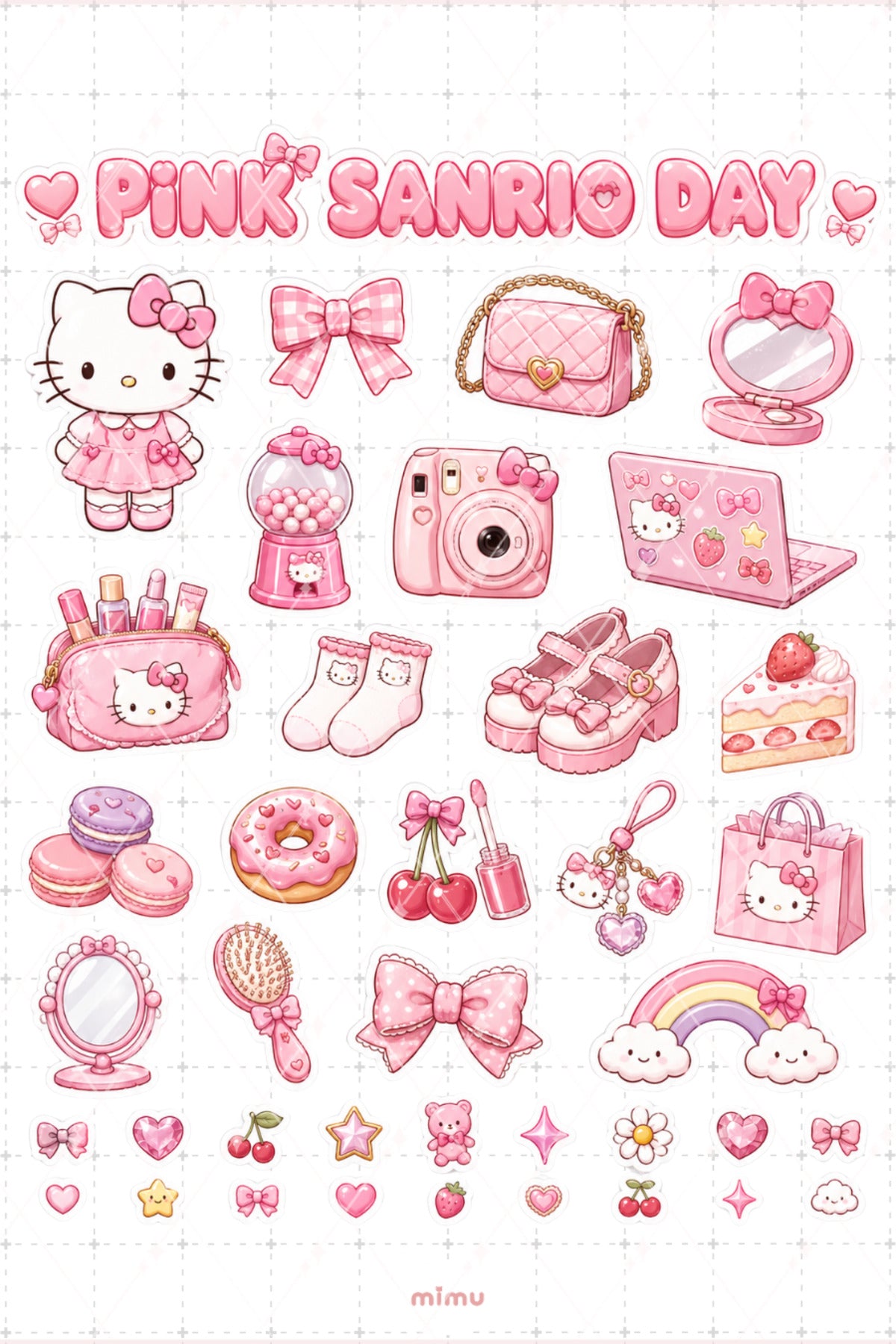 Hello Kitty Girl Sticker Seti Pembe Kawaii Kolaj Sanrio Temalı 2li Etiket - 2