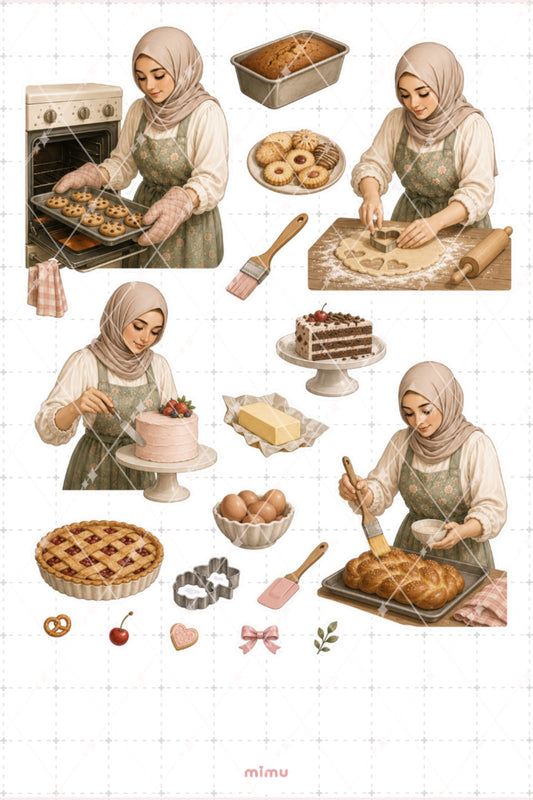 Pastacı Sticker Seti Fırıncılık ve Evde Tatlı Yapımı Temalı Dekoratif 2'li Etiket