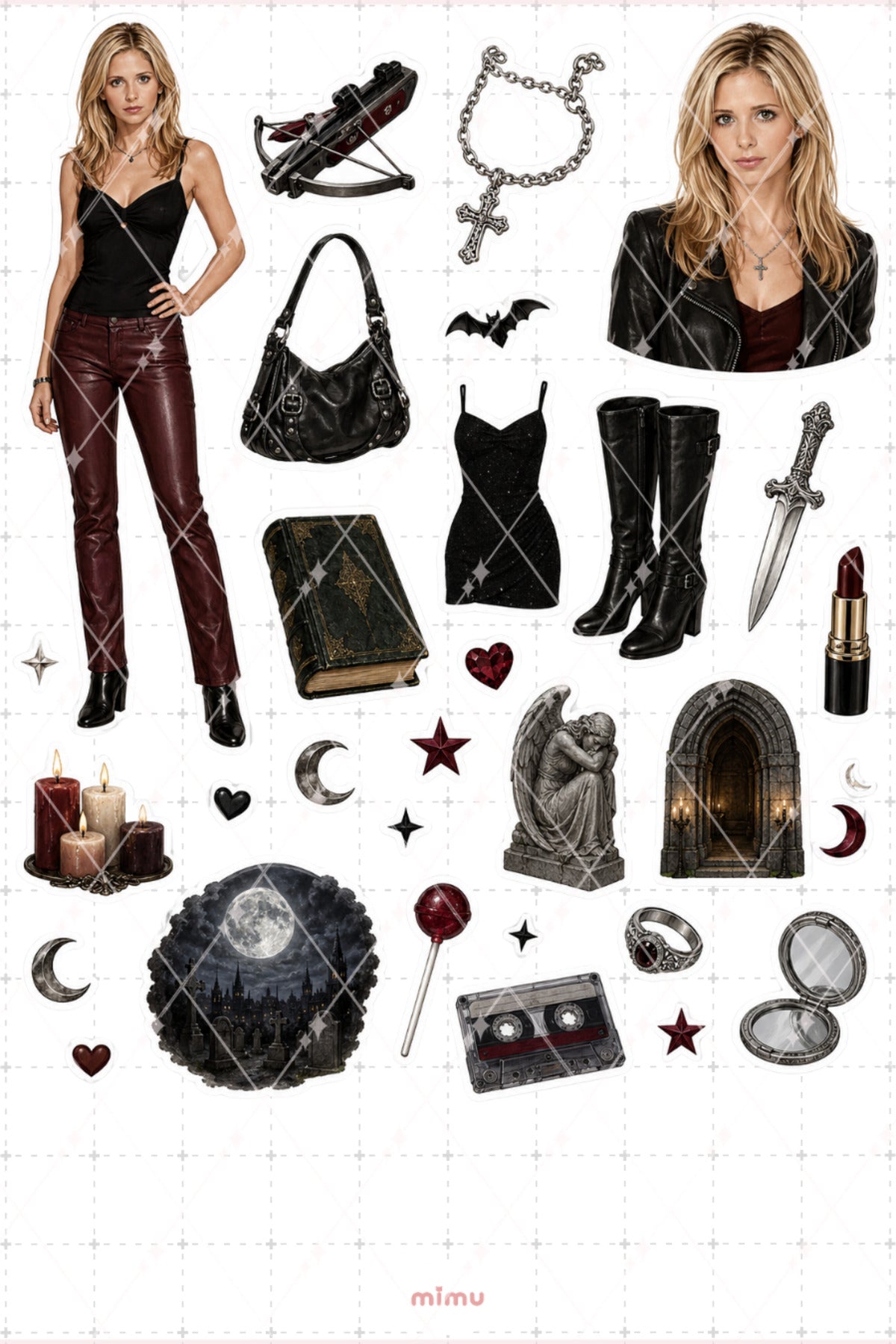 Buffy the Vampire Slayer Sticker Seti Vampir Gotik Temalı Dekoratif 2'li Etiket
