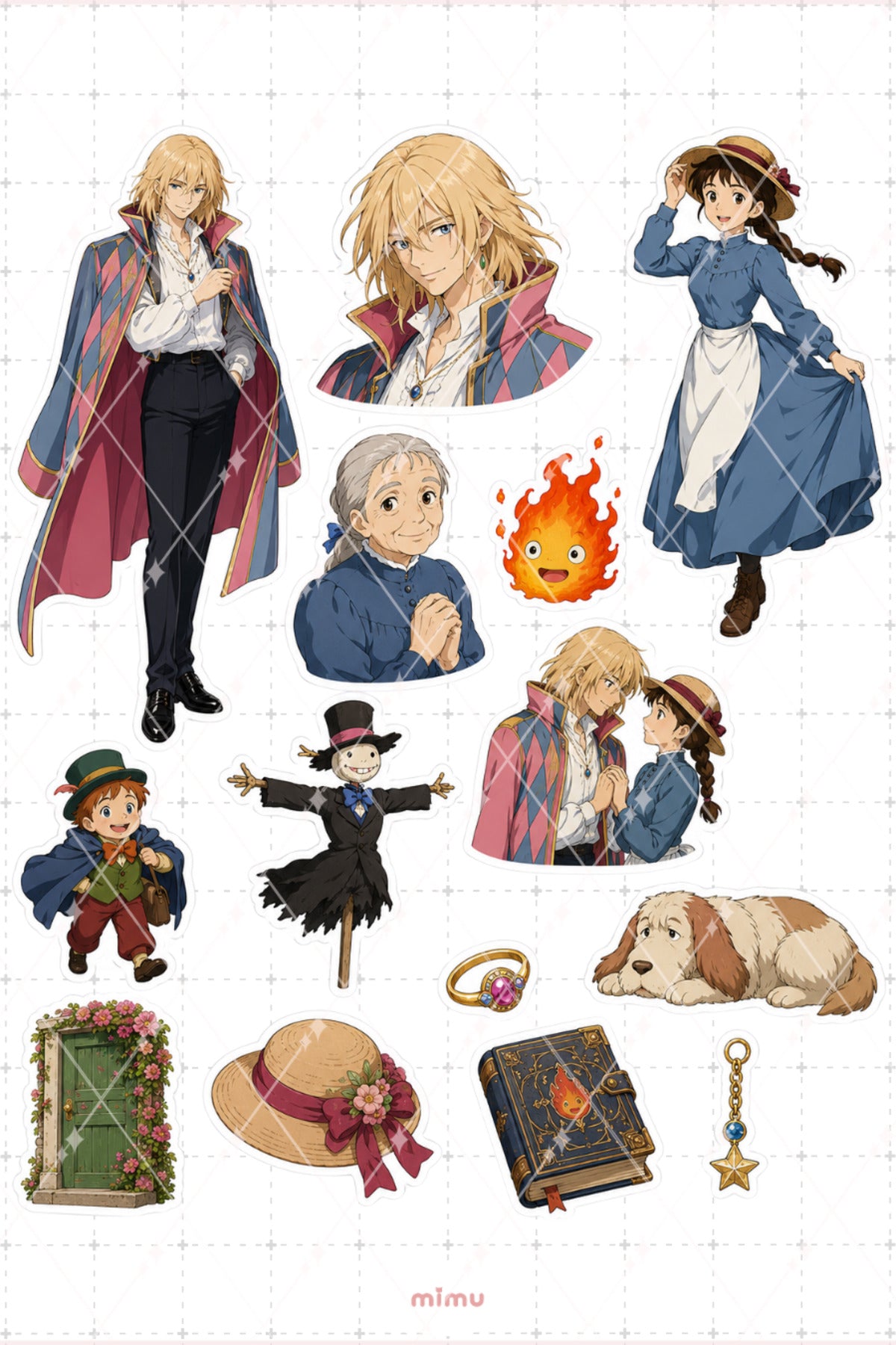 Howls Moving Castle Karakter Sticker Seti Studio Ghibli Anime 2li Etiket